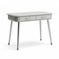 Modern minimalist desk with two drawers in light gray finish 120 x 60 x 75cm
