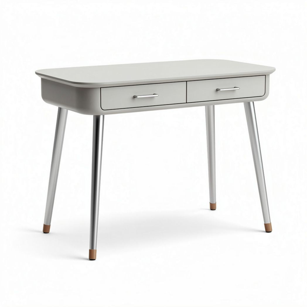 Modern minimalist desk with two drawers in light gray finish 120 x 60 x 75cm