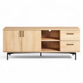 Wooden media console with two drawers and open shelves 120 x 40 x 50cm