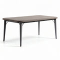 Outdoor wicker dining table rectangular 150 x 90 x 75cm brown metal legs