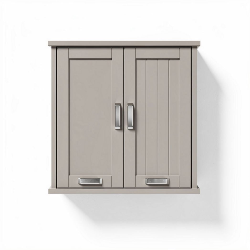 Wall mounted storage cabinet with double doors in light gray 60 x 30 x 60cm