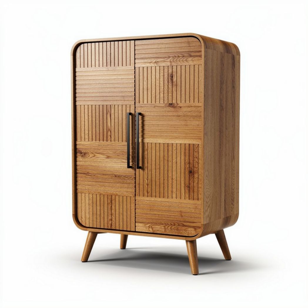 Wooden cabinet with double doors for storage 80 x 50 x 120cm