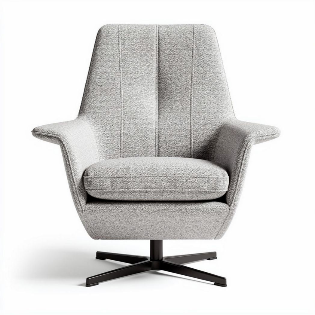 Contemporary accent chair with soft fabric upholstery and metal base