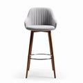 Gray upholstered bar stool with wooden legs 45 x 45 x 100cm
