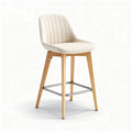 Upholstered bar stool with wooden legs and metal footrest 40 x 40 x 100cm