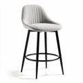 Gray upholstered bar stool with metal legs and a modern design 45 x 50 x 110cm
