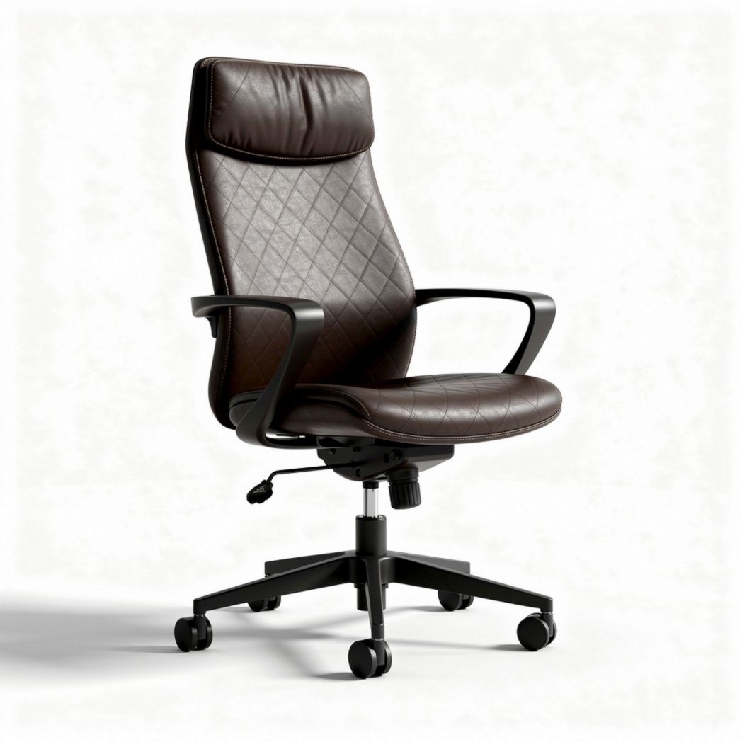 Leather executive office chair with adjustable height and swivel base