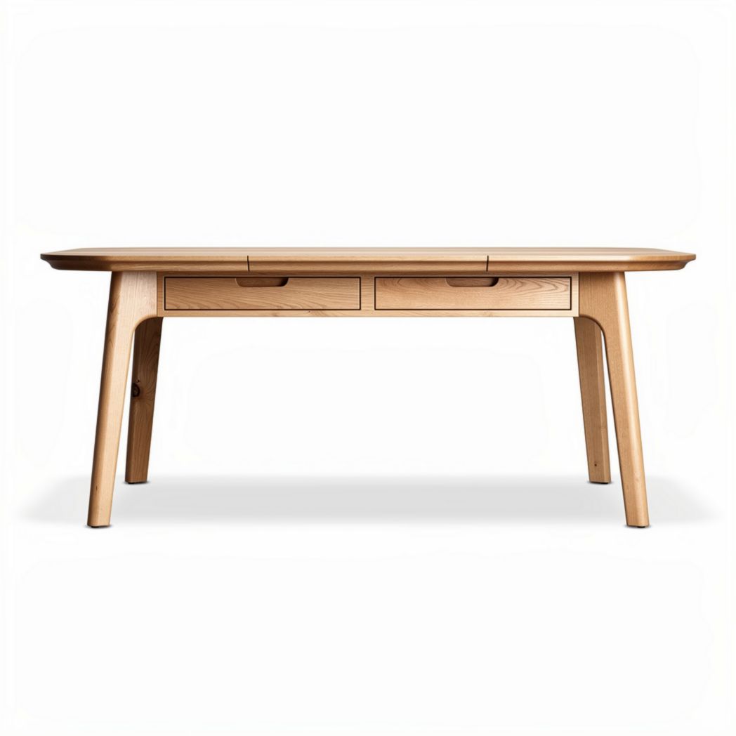 Wooden dining table with two drawers and rounded edges 150 x 75 x 75cm