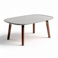 Rectangular coffee table with wooden legs and gray top 120 x 80 x 45cm